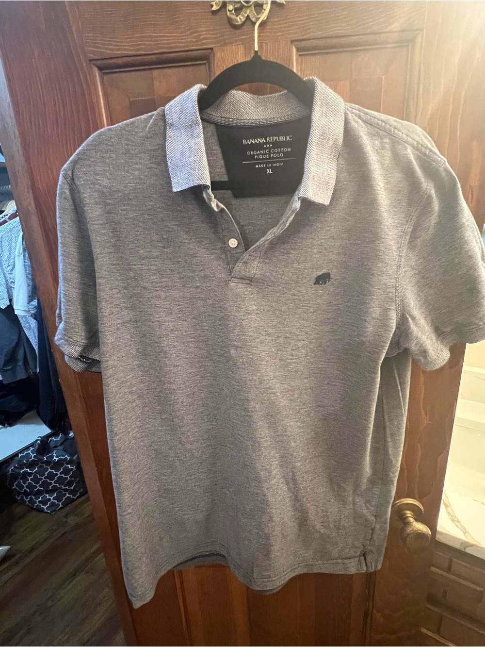 Banana Republic Men’s Heather Gray Polo with Contrast Collar